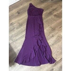 Women's Wedding Guest One-Shoulder Ruffle Slit Evening Party Dress